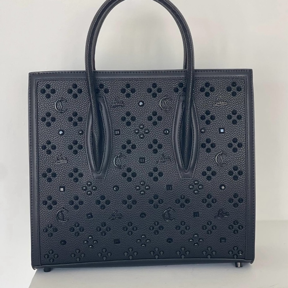 Christian Louboutin Black Tote with Structured Shape and Intricate Cutout Design